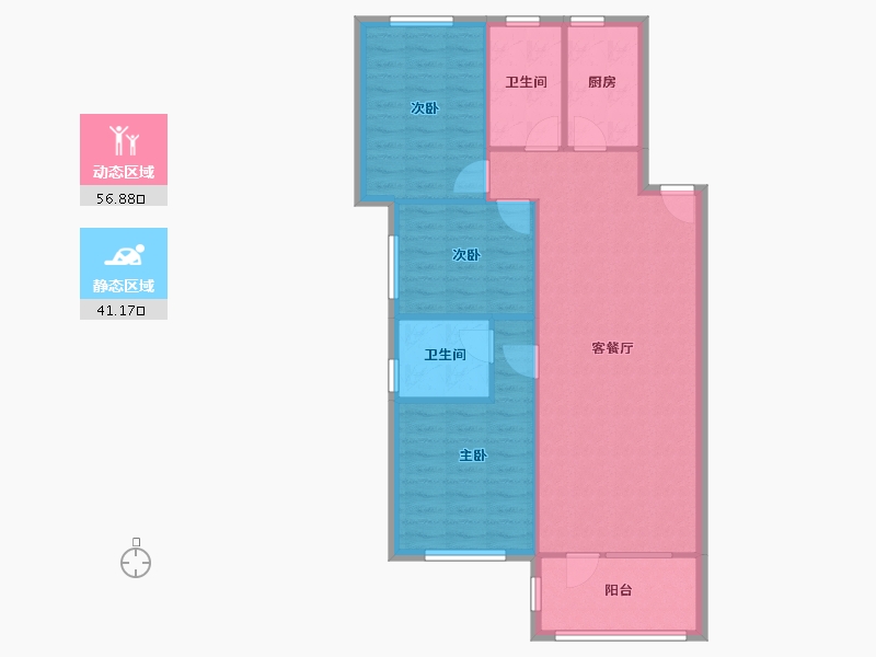 辽宁省-沈阳市-美的城-96.88-户型库-动静分区