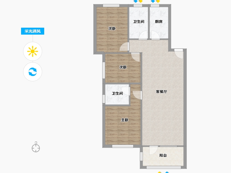 辽宁省-沈阳市-美的城-96.88-户型库-采光通风