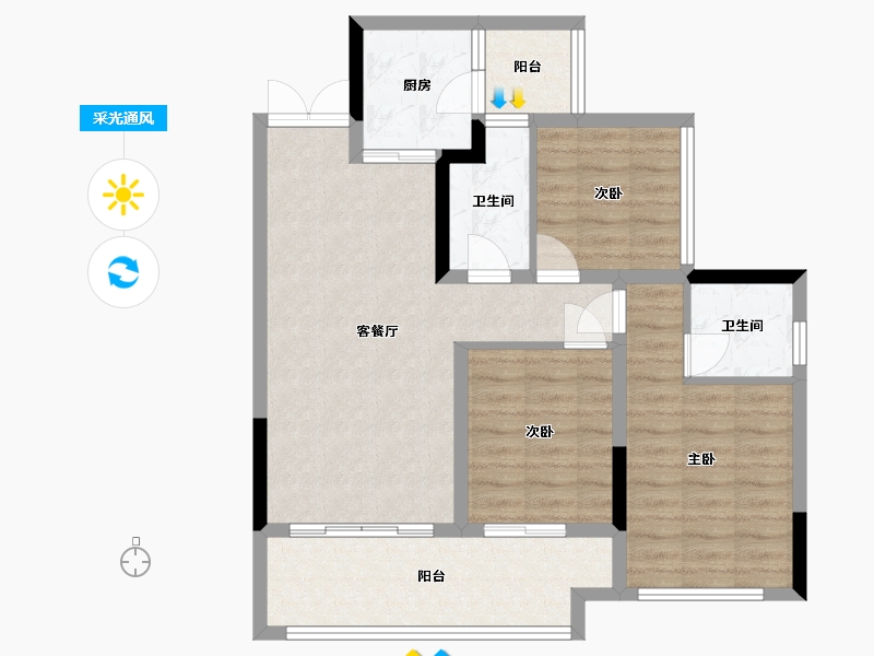 四川省-成都市-北大资源颐和雅郡-78.37-户型库-采光通风