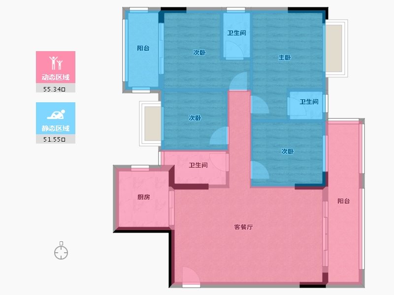 广东省-梅州市-黄金海岸-110.40-户型库-动静分区