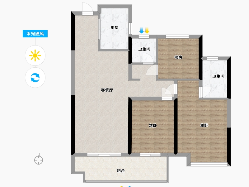 湖南省-长沙市-新城樾府-94.02-户型库-采光通风