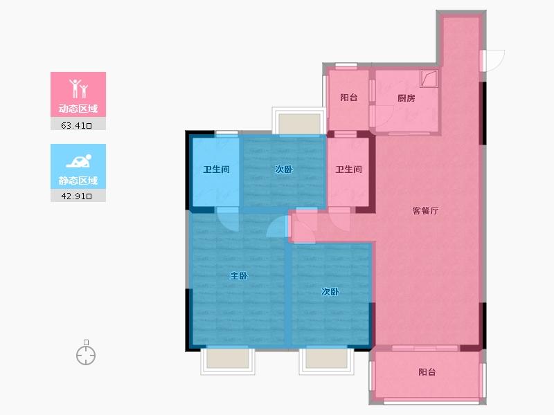 江苏省-淮安市-蓝光珑熹城城市展厅-101.62-户型库-动静分区