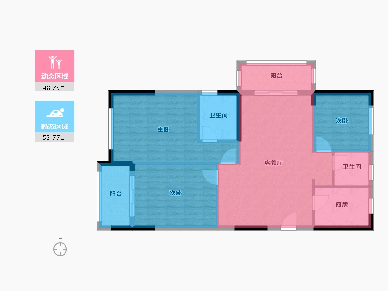 浙江省-嘉兴市-平湖市钟埭街道大力村龙口小区-94.40-户型库-动静分区