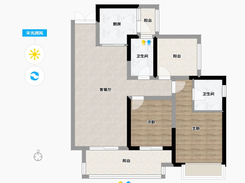 广东省-云浮市-吾悦华府-82.24-户型库-采光通风