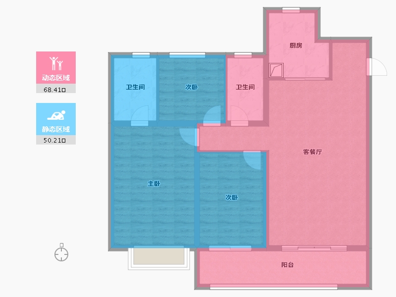 山东省-滨州市-惠众丽景华庭-107.20-户型库-动静分区