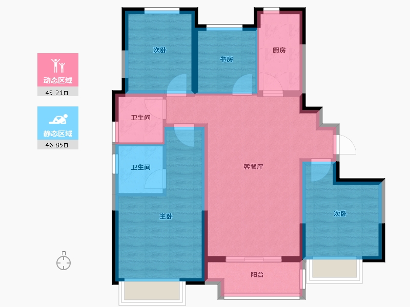 河北省-石家庄市-雅居乐御宾府-96.00-户型库-动静分区