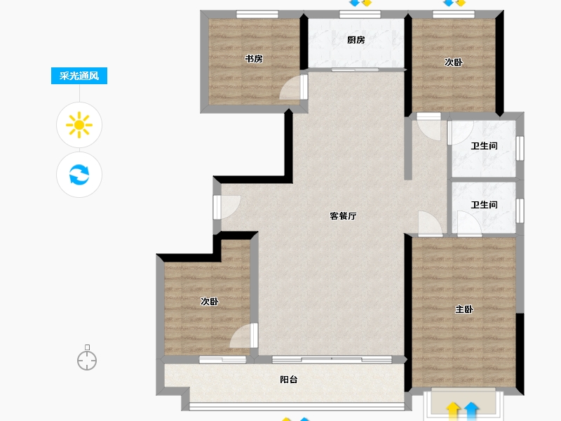 山东省-潍坊市-德润星悦-122.93-户型库-采光通风