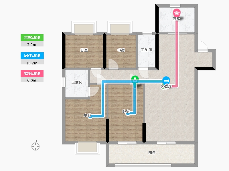 湖北省-咸宁市-洁丽雅龙栖蝶谷-111.48-户型库-动静线