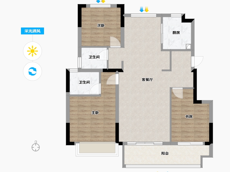 河南省-洛阳市-紫东苑小区-92.00-户型库-采光通风