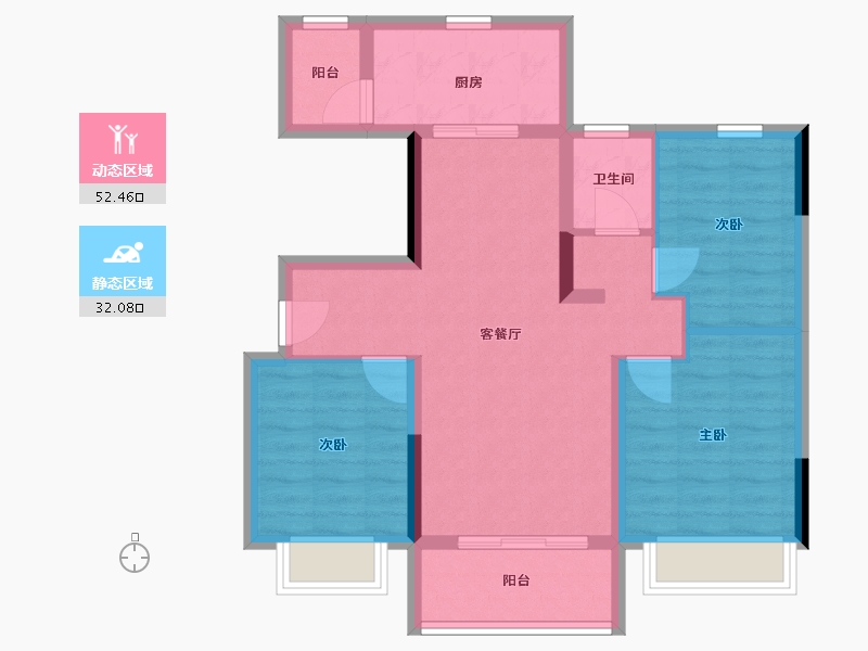 江苏省-扬州市-宝应碧桂园-75.00-户型库-动静分区