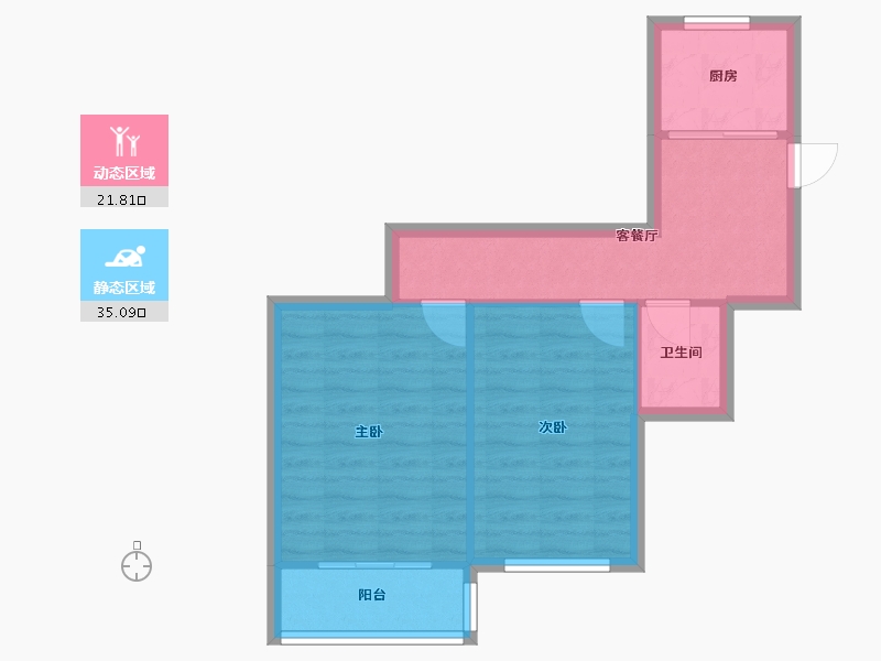 北京-北京市-望京路十号院-61.37-户型库-动静分区