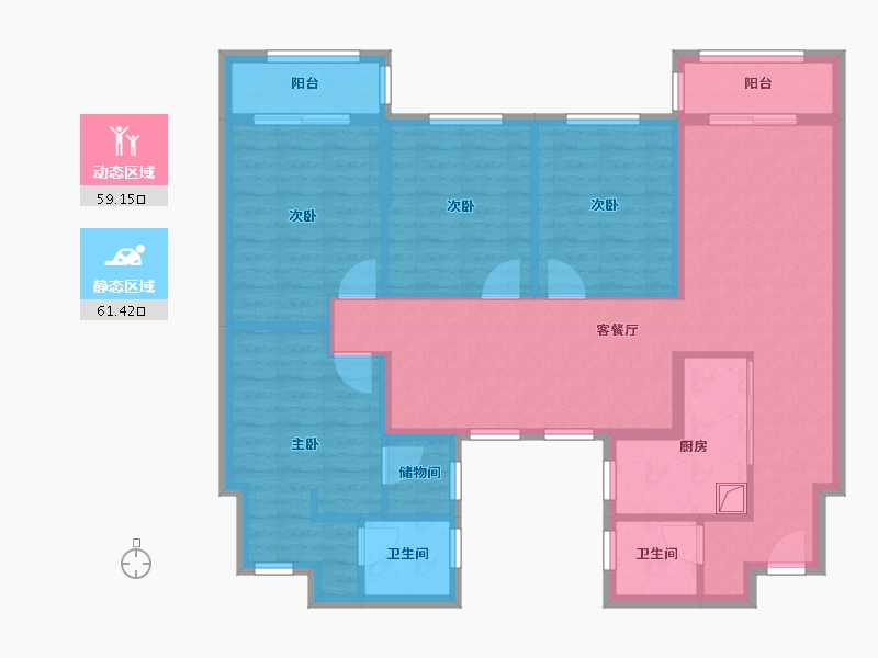 湖北省-武汉市-长丰城-H6-118.00-户型库-动静分区