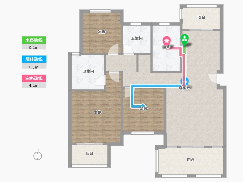 四川省-绵阳市-半山蓝湾-二期-110.00-户型库-动静线