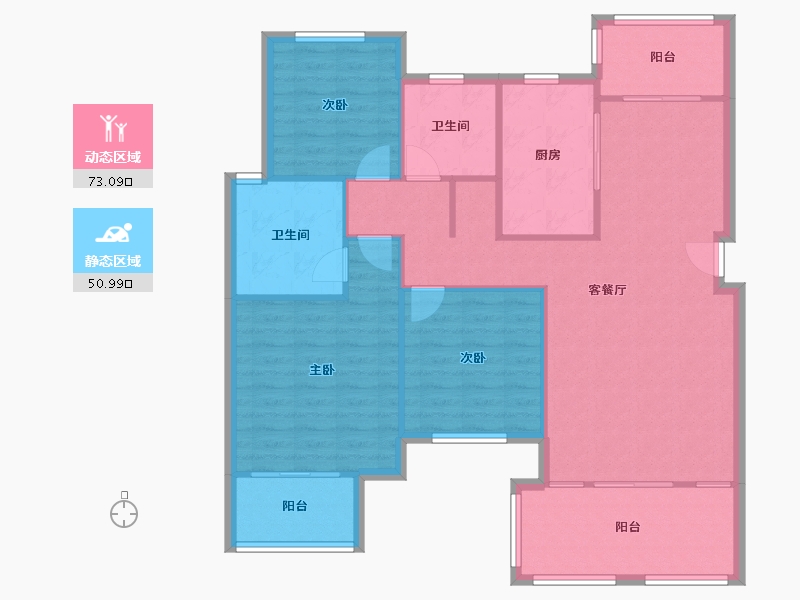 四川省-绵阳市-半山蓝湾-二期-110.00-户型库-动静分区