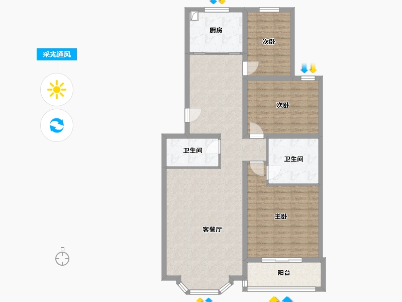 北京-北京市-碧波园-124.30-户型库-采光通风