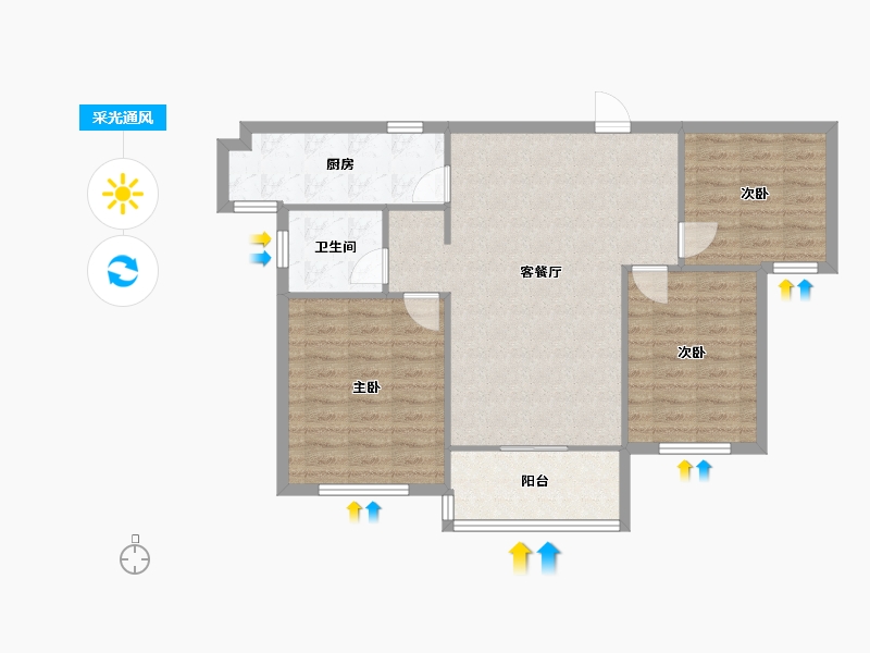 江苏省-淮安市-中央华府-83.50-户型库-采光通风