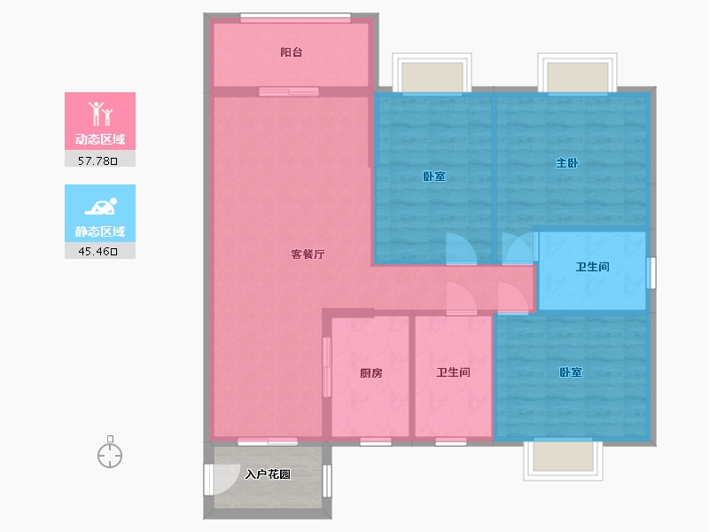 广东省-江门市-江咀芦璟园-84.80-户型库-动静分区