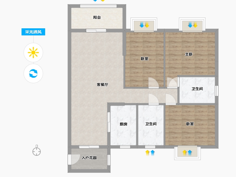 广东省-江门市-江咀芦璟园-84.80-户型库-采光通风