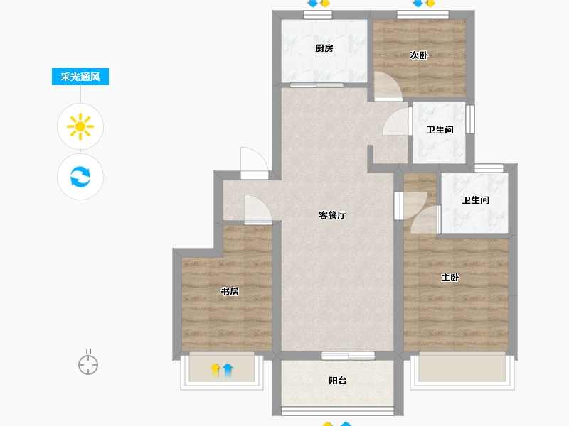 河南省-郑州市-和昌盛世城邦-76.00-户型库-采光通风