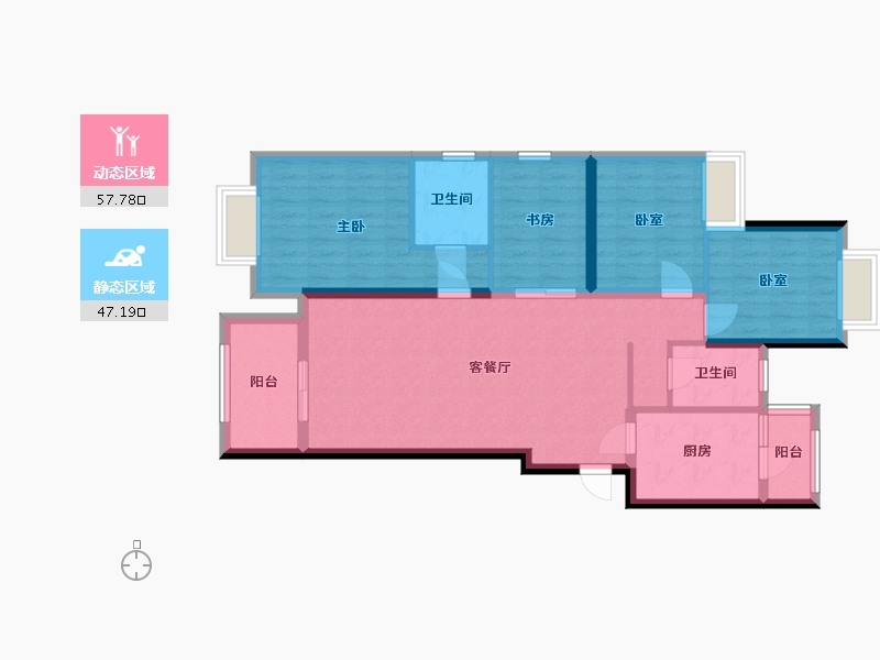 福建省-泉州市-泉州万科城3期-106.40-户型库-动静分区