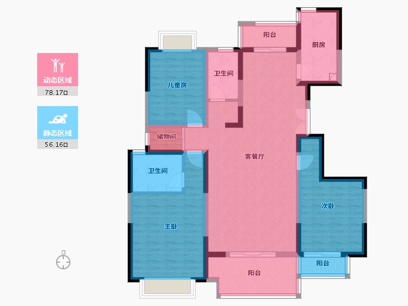 陕西省-西安市-梧桐苑-118.40-户型库-动静分区