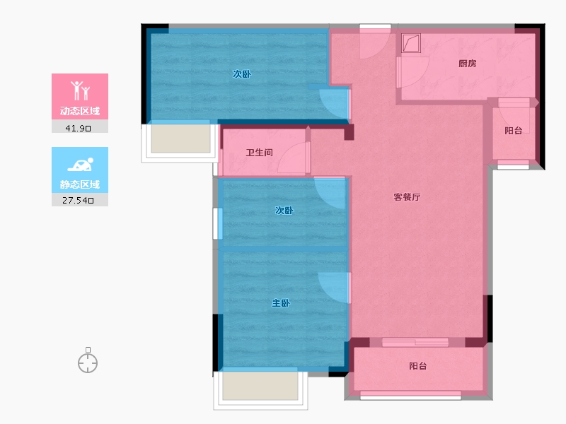 湖北省-鄂州市-葛店新城-68.80-户型库-动静分区