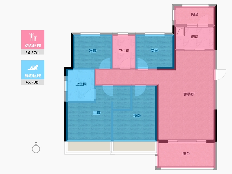 福建省-泉州市-雍锦和府-91.58-户型库-动静分区