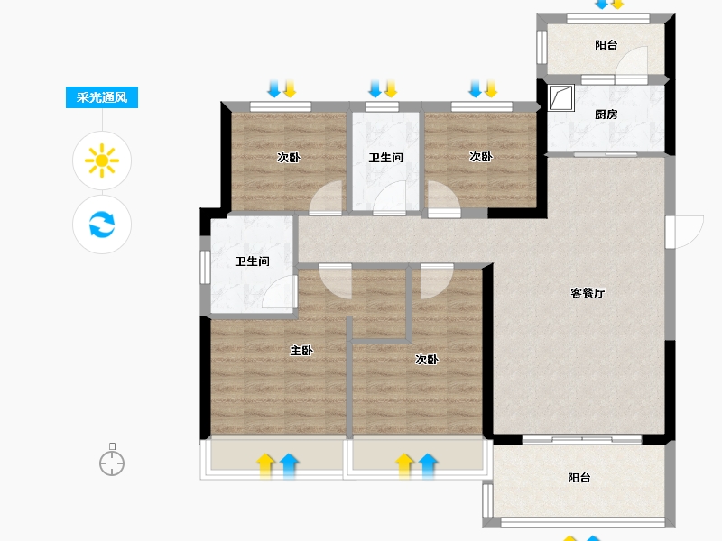 福建省-泉州市-雍锦和府-91.58-户型库-采光通风