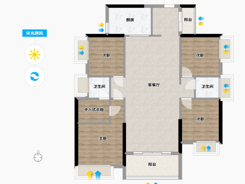 江西省-赣州市-城发东山之冠-109.60-户型库-采光通风