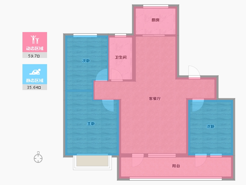 山东省-东营市-中南雅苑-101.83-户型库-动静分区