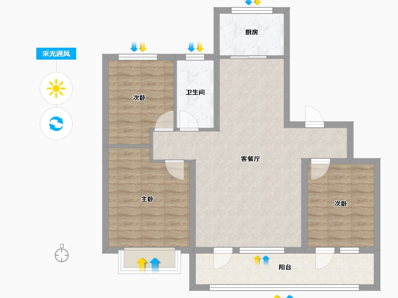 山东省-东营市-中南雅苑-101.83-户型库-采光通风