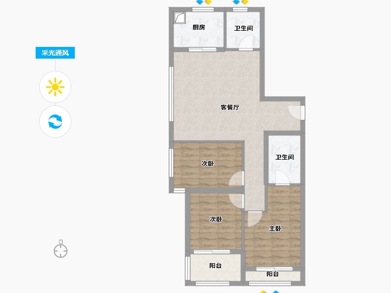 江苏省-苏州市-万科御玲珑-80.00-户型库-采光通风