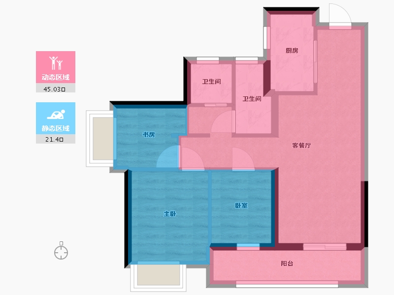 广东省-深圳市-万科光年四季-64.00-户型库-动静分区