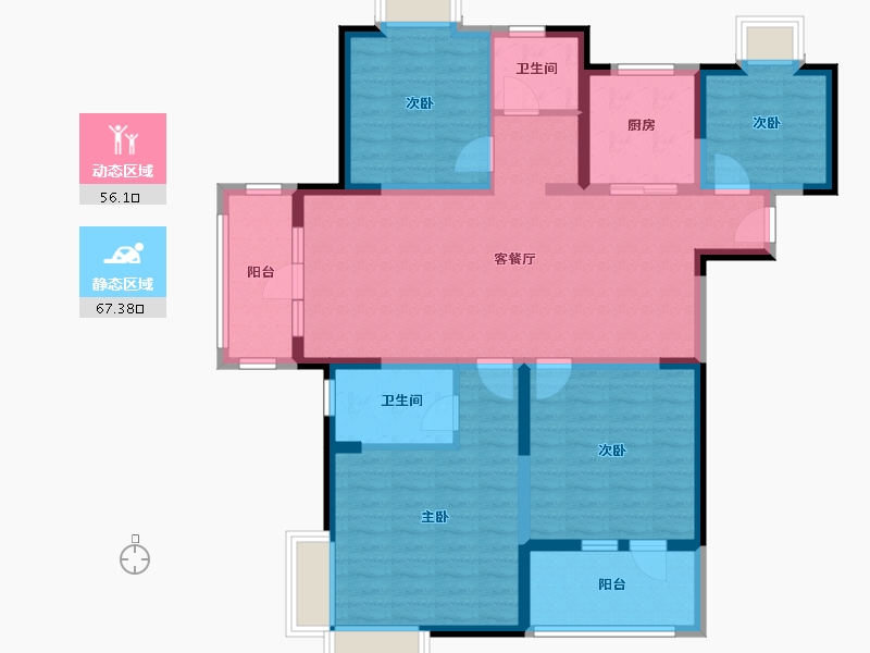 安徽省-合肥市-安百苑D区-109.60-户型库-动静分区