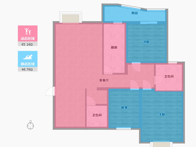 云南省-昆明市-延安医院宿舍-100.00-户型库-动静分区