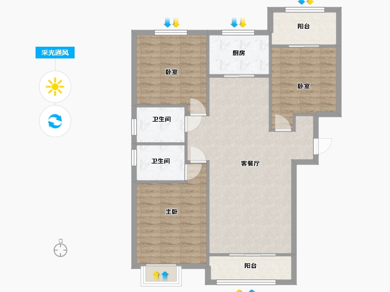 河南省-郑州市-碧源月湖-100.00-户型库-采光通风