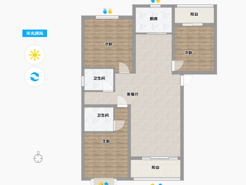 河南省-郑州市-故里新家园-北区-117.00-户型库-采光通风