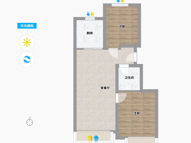 北京-北京市-春和印象-57.24-户型库-采光通风