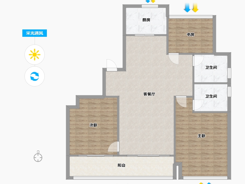 江苏省-苏州市-九龙仓翠樾庭-112.80-户型库-采光通风