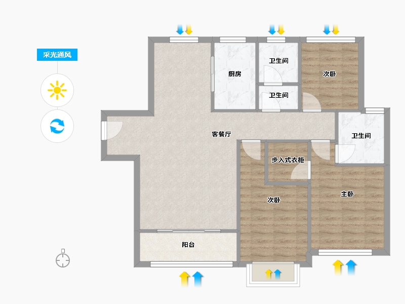 陕西省-西安市-全运村-110.00-户型库-采光通风