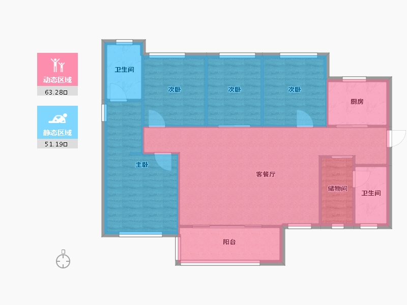 湖南省-长沙市-万科里金域滨江-102.47-户型库-动静分区