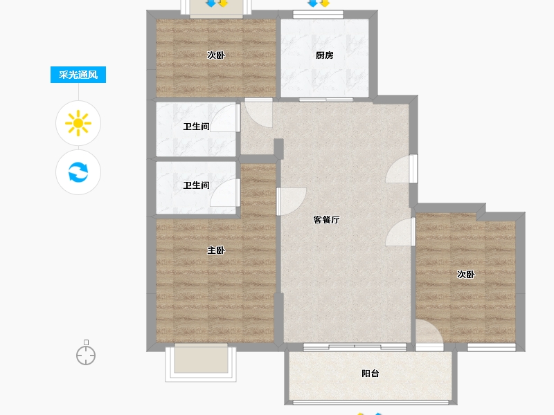 江苏省-淮安市-御景学府-82.00-户型库-采光通风