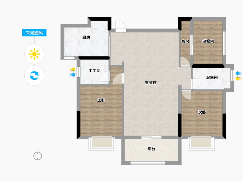 湖南省-衡阳市-江山御景-90.00-户型库-采光通风