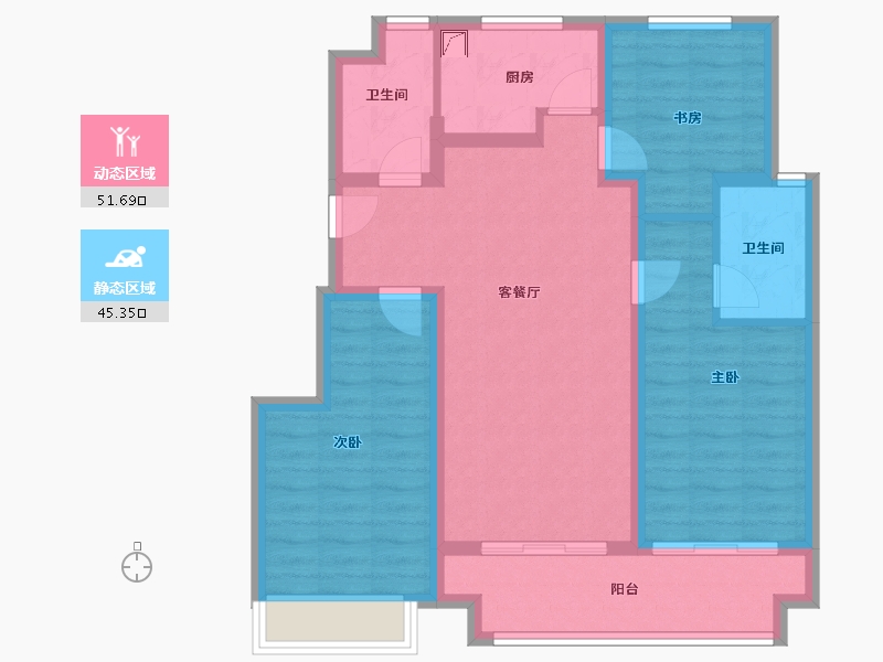 江苏省-镇江市-中昂璟院-86.00-户型库-动静分区