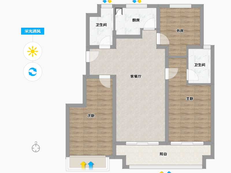 江苏省-镇江市-中昂璟院-86.00-户型库-采光通风