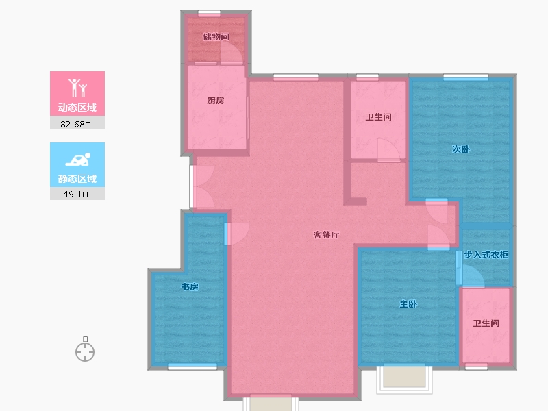 新疆维吾尔自治区-阿勒泰地区-玉带翰林苑-118.62-户型库-动静分区