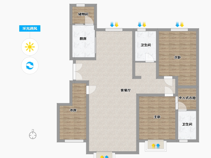 新疆维吾尔自治区-阿勒泰地区-玉带翰林苑-118.62-户型库-采光通风