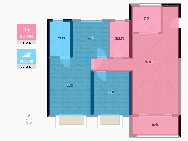 山西省-太原市-红星紫御华府-86.00-户型库-动静分区