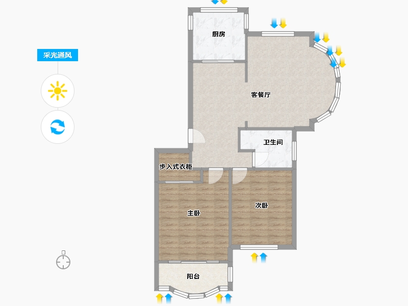 上海-上海市-龙漕家园-85.00-户型库-采光通风