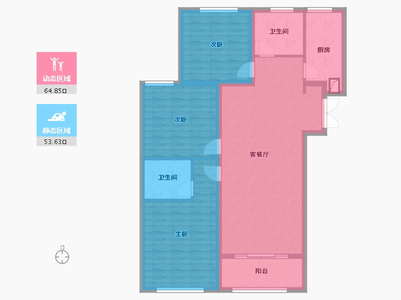 山东省-枣庄市-鲁化生活区-107.00-户型库-动静分区